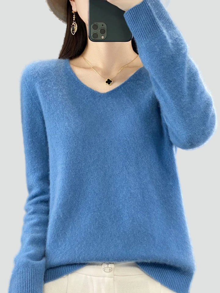 Pull classique pour femme à col en V pour le bureau
