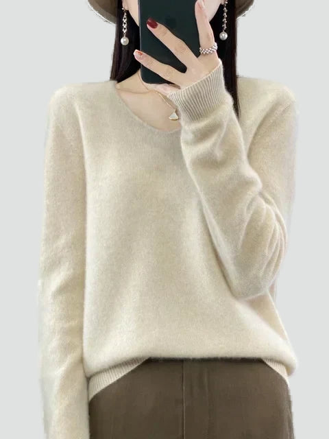 Pull classique pour femme à col en V pour le bureau
