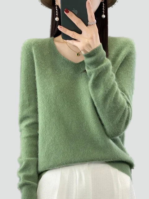 Pull classique pour femme à col en V pour le bureau