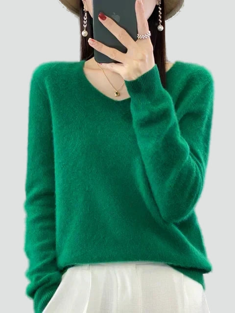 Pull classique pour femme à col en V pour le bureau