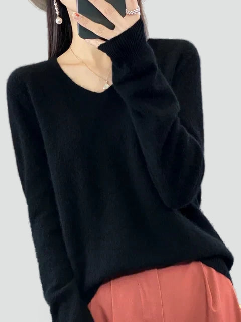 Pull classique pour femme à col en V pour le bureau