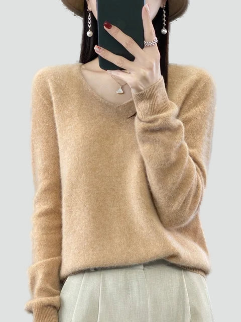 Pull classique pour femme à col en V pour le bureau