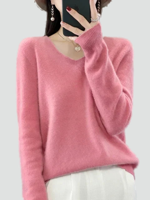 Pull classique pour femme à col en V pour le bureau