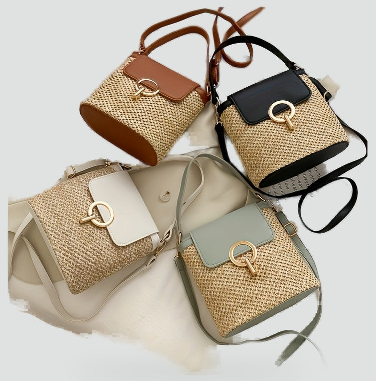 Sac bandoulière avec tressage et boucle métallique