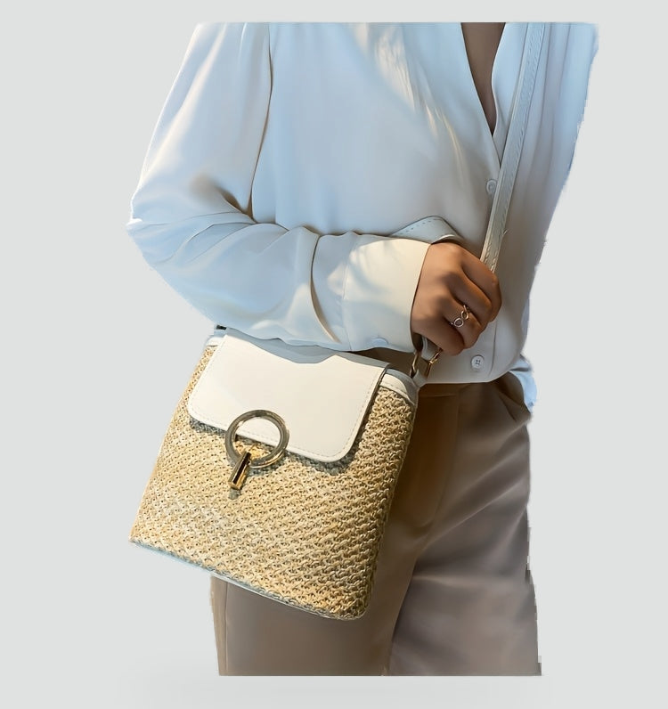 Crossbodytas met vlechtwerk en metalen gesp