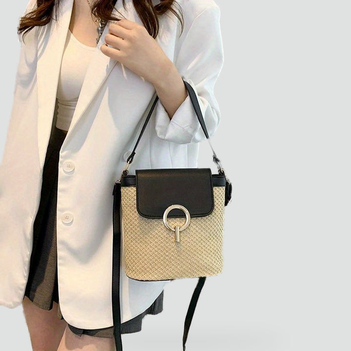 Crossbodytas met vlechtwerk en metalen gesp