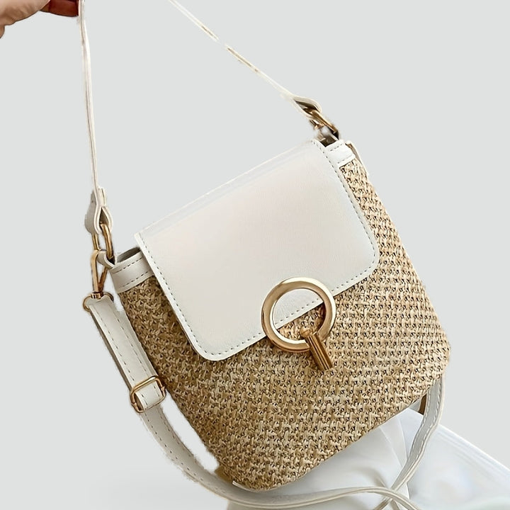 Crossbodytas met vlechtwerk en metalen gesp