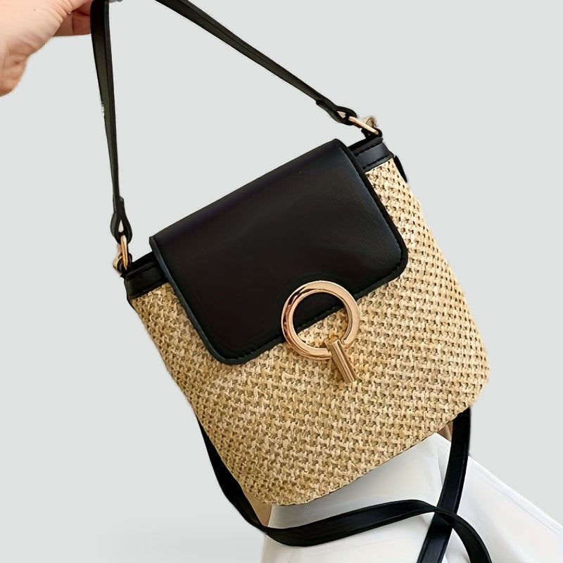 Crossbodytas met vlechtwerk en metalen gesp