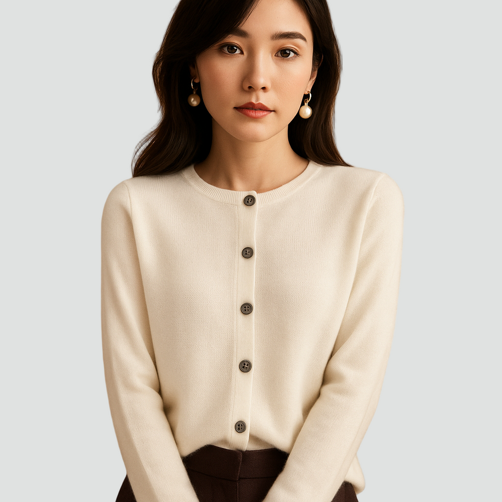 Cardigan doux classique avec boutons et encolure ronde