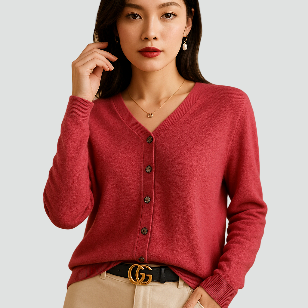 Cardigan doux classique avec boutons et encolure ronde