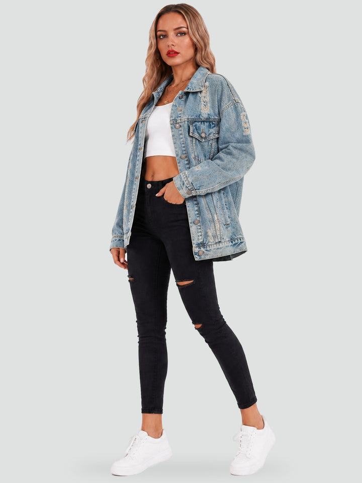 Veste vintage pour femme avec effets usés et motif rétro