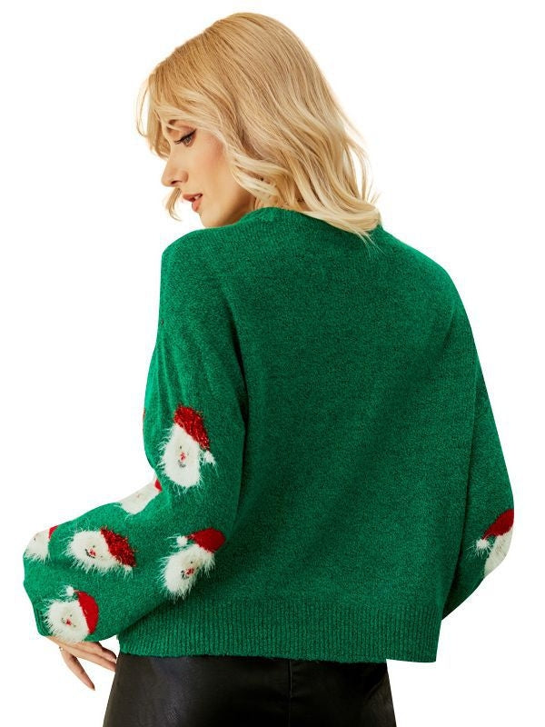 Świąteczny sweter damski oversize z motywem Mikołaja